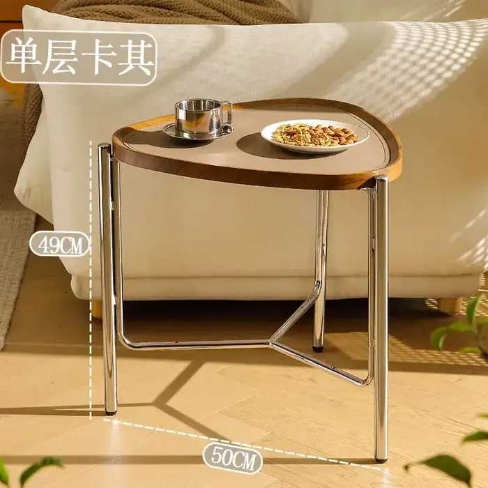 Table d'appoint de canapé minimaliste de luxe, selle en acier inoxydable, en cuir, pour chambre à co