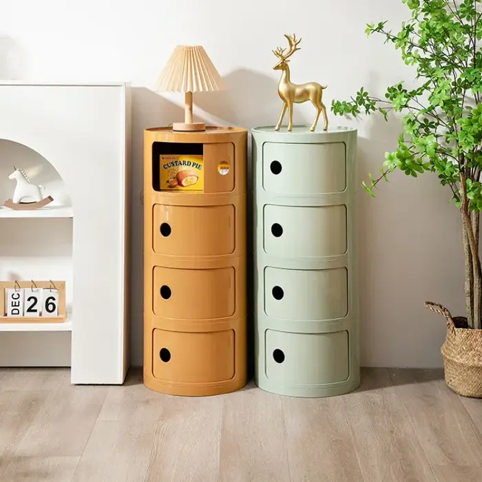 Table de chevet de chambre à coucher créative, moderne et minimaliste, ronde, petite armoire de rang