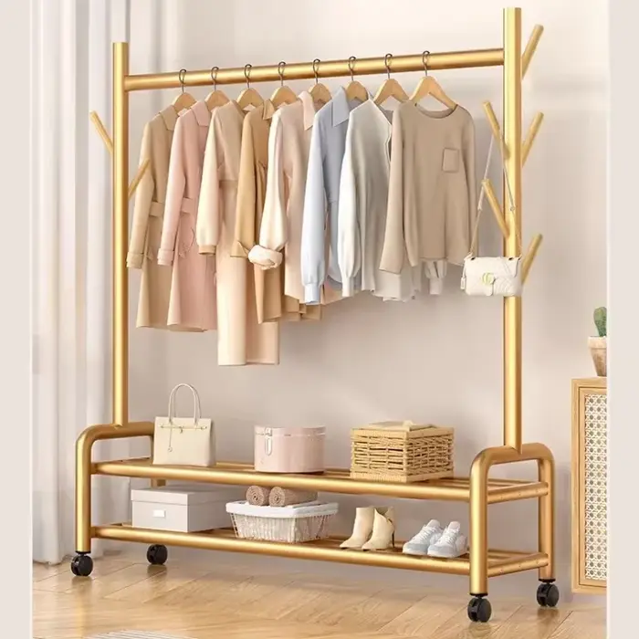Cintre sur pied en métal moderne, présentoir à vêtements, meubles nordiques, salon T1