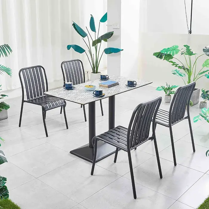 Table et chaises nordiques en marbre naturel, ensemble combiné table et chaise pour restaurant pour 