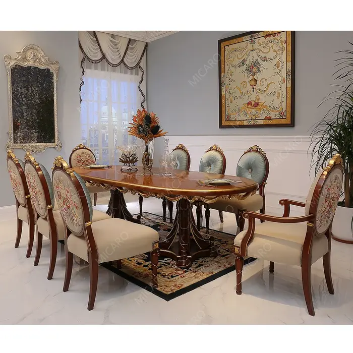 Ensemble de meubles de salle à manger en bois massif, Design Rococo classique français Antique de lu