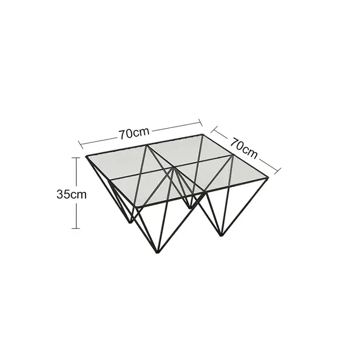 Table basse minimaliste italienne en verre transparent, esthétique unique, table d'appoint simple, t