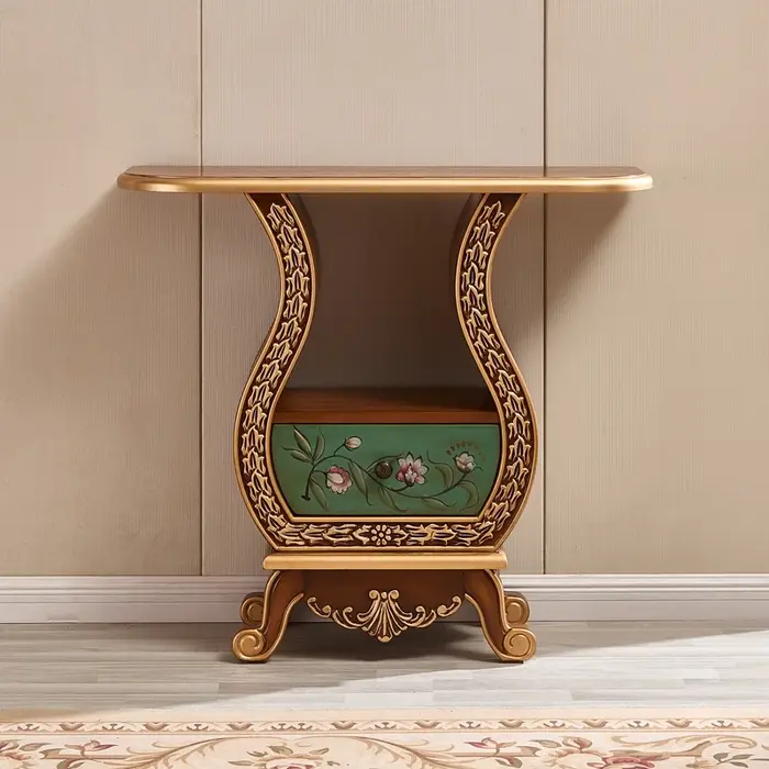 Table Console Vintage européenne du milieu du siècle, Table de beauté de luxe tendance pour couloir,