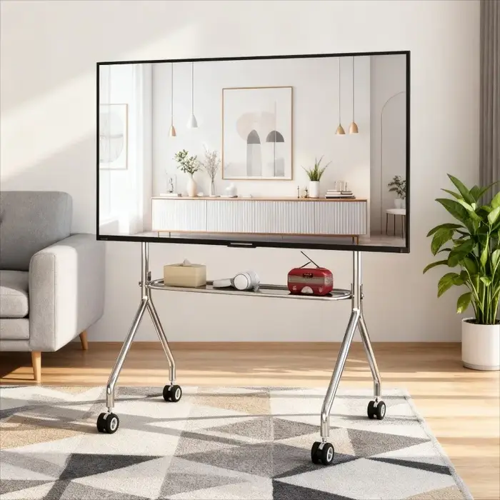 Meuble TV multifonctionnel en acier inoxydable, adapté à 32 à 75 pouces, avec rangement, salon, sall