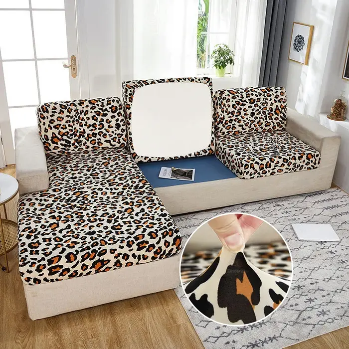 Housse de coussin de siège de canapé imprimé léopard