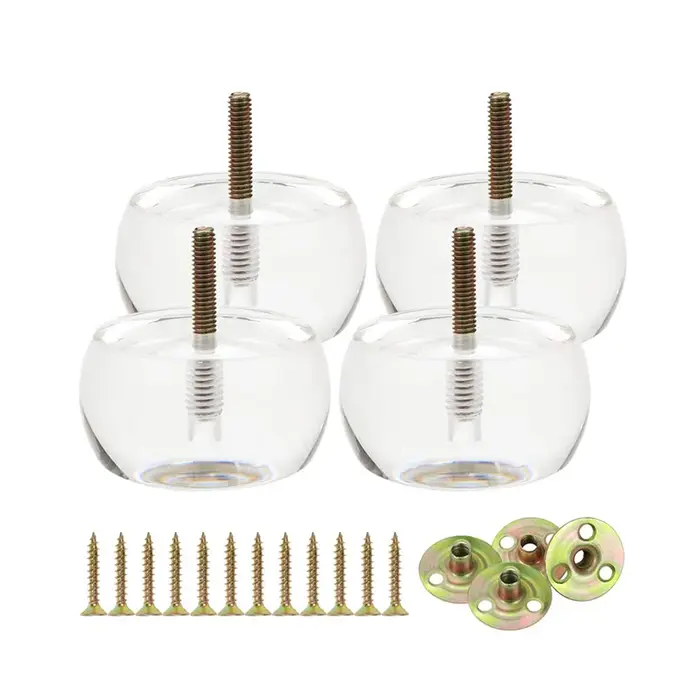 Pieds de canapé en acrylique Transparent, 4 pièces, pour remplacement de tabouret, armoire, Table de