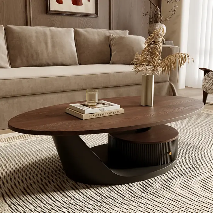Table basse ovale universelle avec tiroirs rangement Table basse De salon à la mode luxe moderne Mes