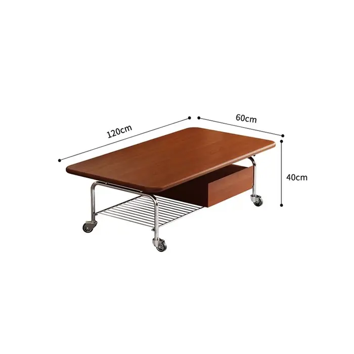 Table basse Mobile avec pieds en métal sur roulettes