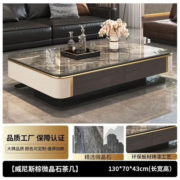 Table basse de rangement rectangulaire en pierre microcristalline, style Mid-century, pour salon, mo