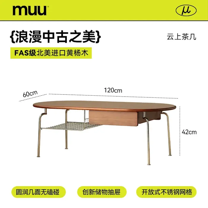 Table Basse Design ovale Salon minimaliste décor nordique Table Basse tiroirs Table De rangement Bas