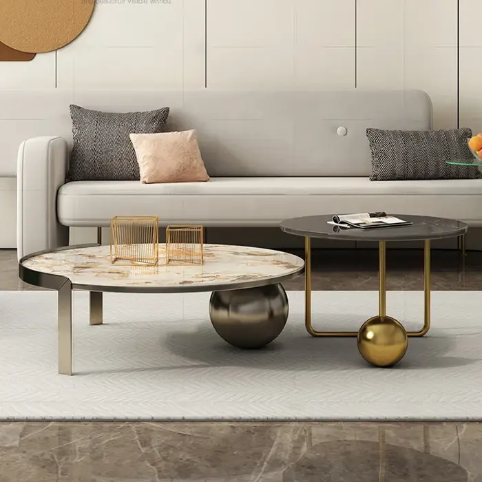 Table basse ronde simple en pierre