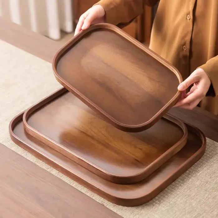 Plateau de service décoratif en bambou pour Table basse et décoration de maison