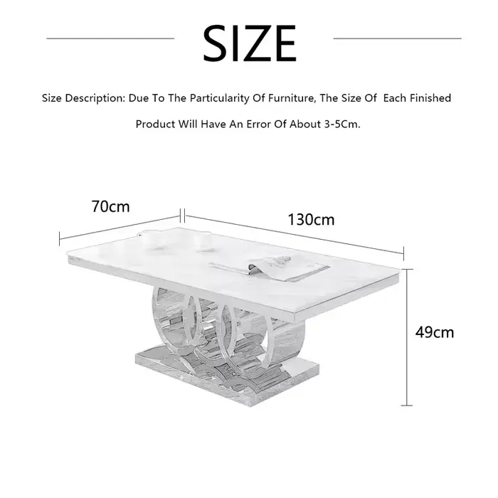 Table basse en marbre, meuble en acier inoxydable