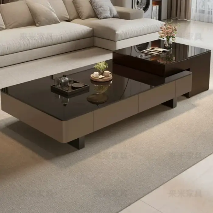 Canapé, tables basses réglables, console pliable, tables basses classiques de luxe, tables basses noires rétro, mesa de centro sala, meubles pour la maison