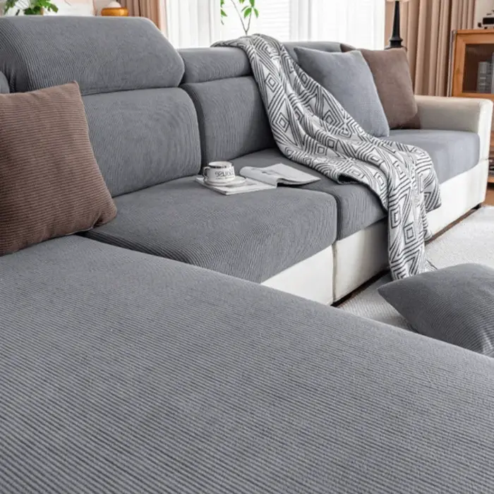 Housse de canapé élastique épaisse anti-griffures pour chat, amovible, douce, couleur unie, durable,
