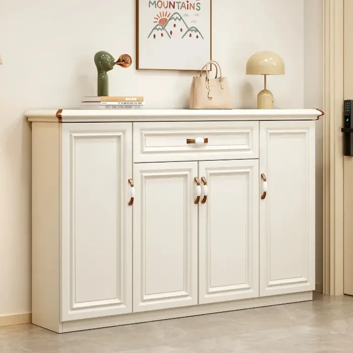 Meuble à chaussures multi-rangements blanc moderne pour entrée