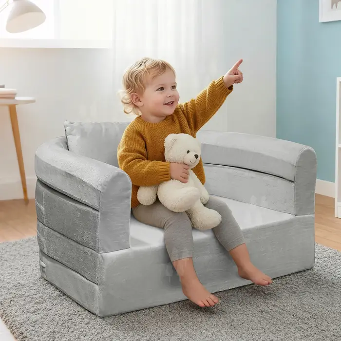 Ensemble de canapé-lit multifonctionnel pour enfants, tissu doux et confortable avec mousse pour la 