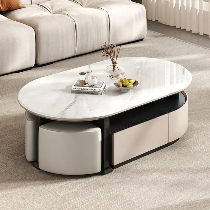 Table Basse ronde du milieu du siècle, Table Basse classique minimaliste de luxe nordique, Table de 