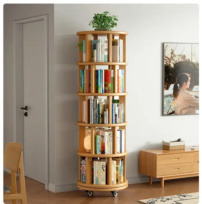 Bibliothèque rotative en bois massif