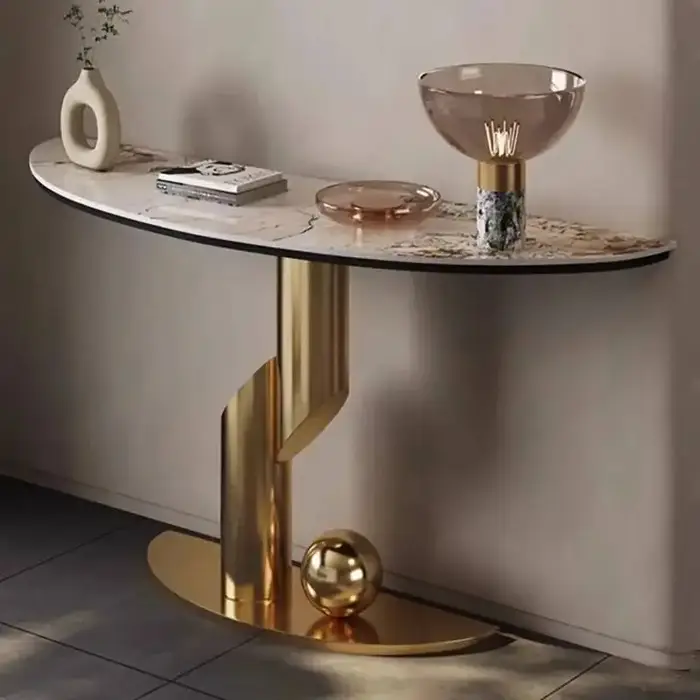 Console d'angle d'entrée Table centrale de luxe moderne Table de couloir en métal Century Salon Uniq