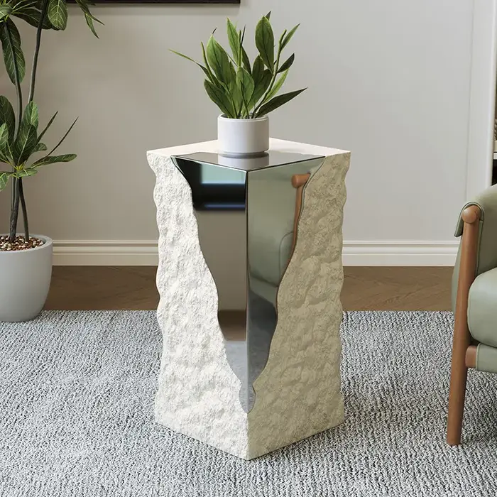 Table d'appoint pliante moderne en acier inoxydable