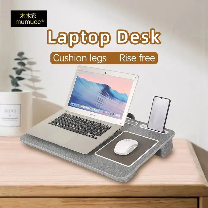 MUMUCC Table de lit pour ordinateur portable avec support de tablette, emplacement pour téléphone, t