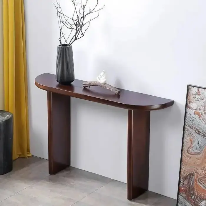 Tables d'entrée nordiques simples en bois massif, pour la maison, le salon, Table d'extrémité semi-c