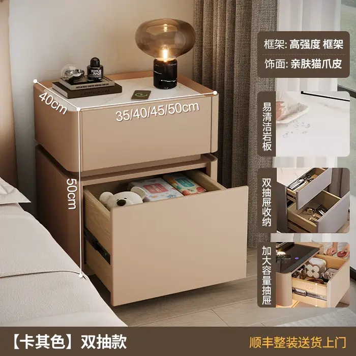 Table de chevet intelligente de luxe avec tiroirs, style nordique italien, pour chambre à coucher, m