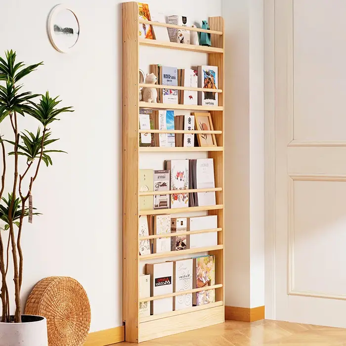 Étagère à livres ultra-fine en bois massif