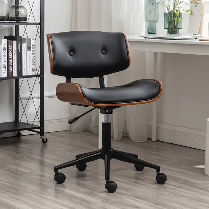Chaise pivotante de luxe en bois massif, siège de bureau réglable rotatif à 360 ° pour chambre à cou