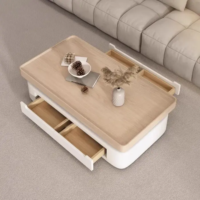 Table basse design nordique avec rangement