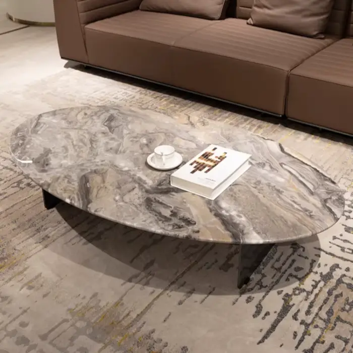 Table basse ovale nordique Design organisateur Tables minimalistes italiennes marbre Premium Mesa De Centro De Sala meubles De maison