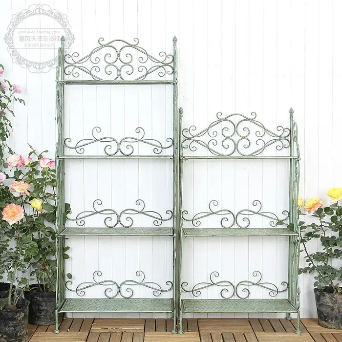 Pays américain rétro en fer forgé trois ou quatre couches support de fleurs intérieur extérieur jard
