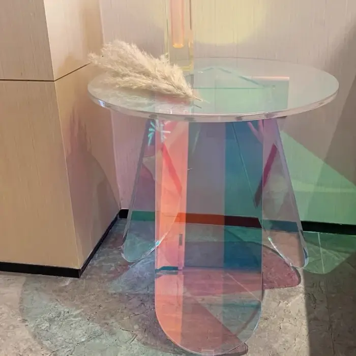 Mini Table d'appoint ronde en perspex miroir