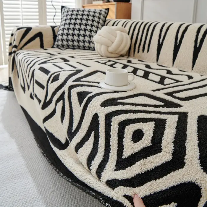 Housse de canapé légère de luxe, haut sens, couverture complète entière, en peluche, anti-poussière 