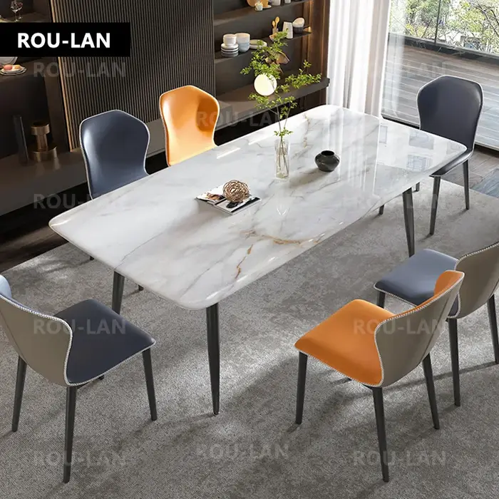 Table à manger en pierre de cristal de couleur de luxe légère