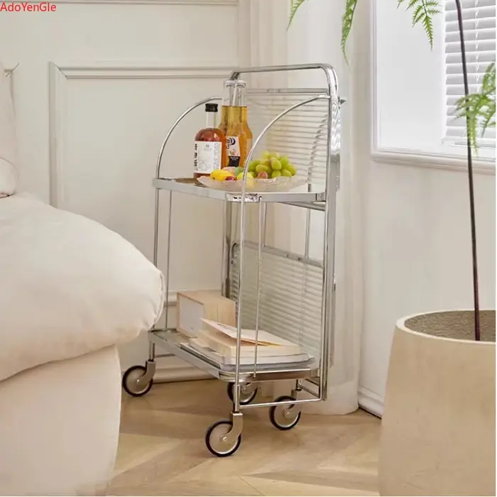 Table d'appoint mobile en verre transparent