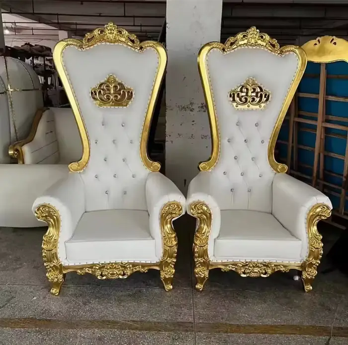 Sungkai – chaise trône King de luxe en acajou, dossier haut, argent, blanc, Royal, meubles anciens p
