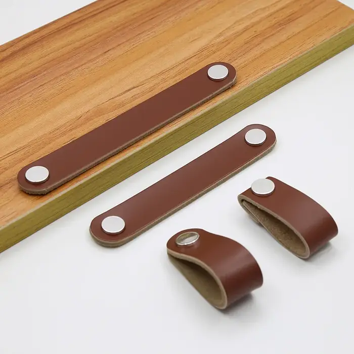 Poignées de meubles en cuir à trou unique 96mm 128mm pour armoire