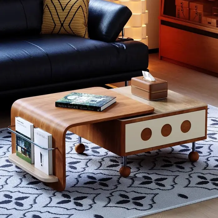 Table basse rétractable à la mode moderne avec rangement Unique Glam