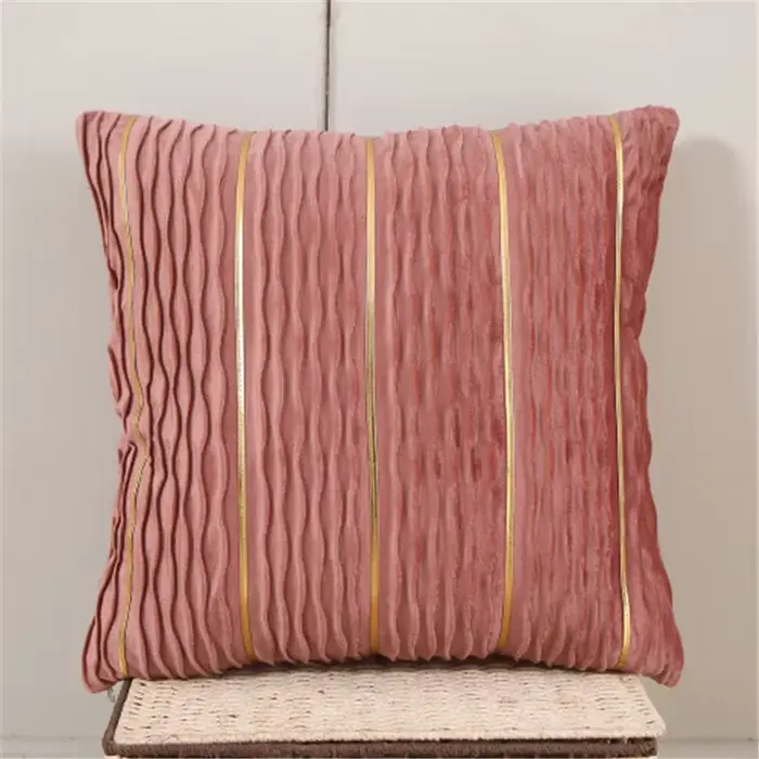 Housse de coussin en velours hollandais à rayures dorées