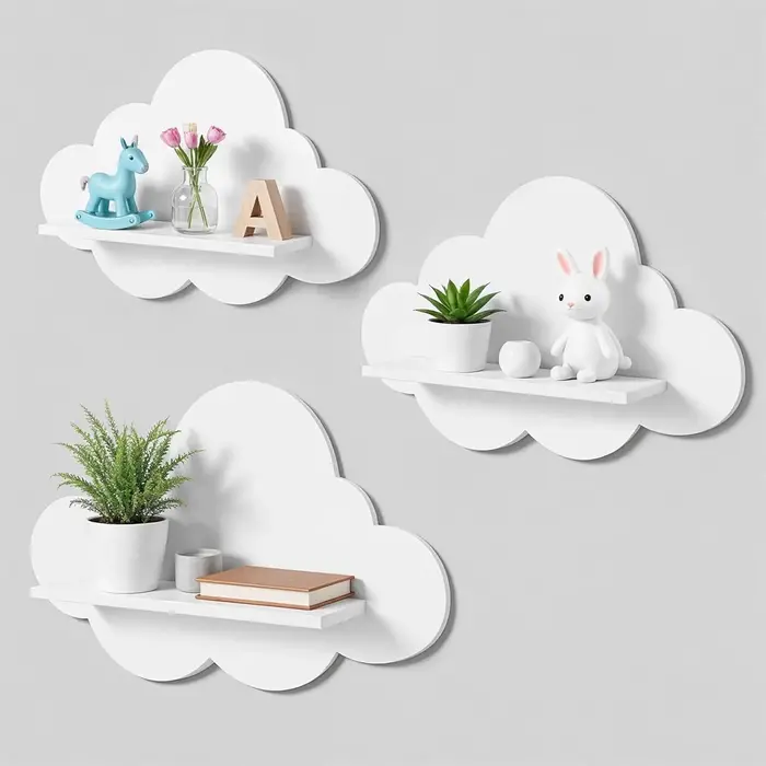 Ensemble de 3 étagères murales flottantes en forme de nuage