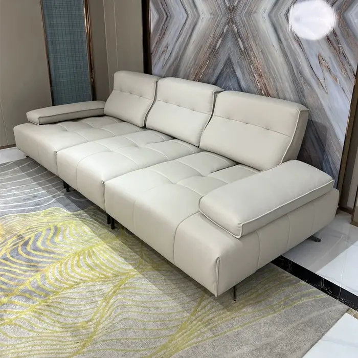 Linlamlim Canapé-lit inclinable électrique moderne – Canapé sectionnel réglable en cuir véritable avec accoudoirs