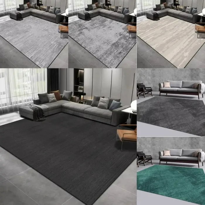 Mode couleur unie noir gris tapis salon décor canapé tapis chevet canapé tapis salon Table basse tapis de sol maison appartement