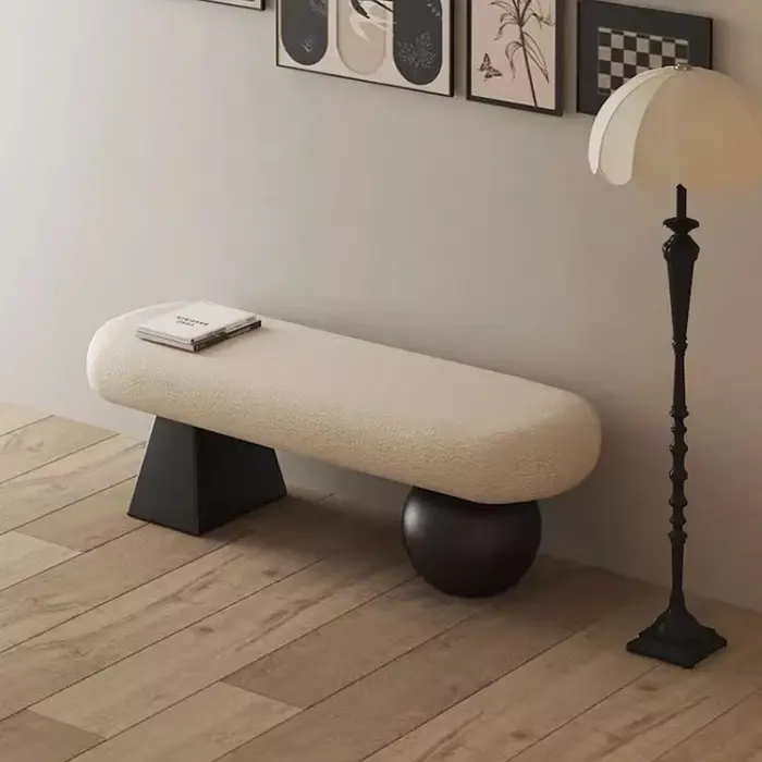 ‌ Banc d'entrée nordique en bois massif ‌ - Tabouret de salon multifonctionnel