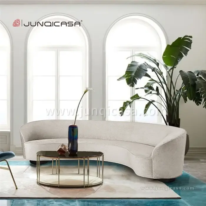 Canapé de réception moderne à la mode, ensemble de canapé incurvé de luxe en tissu Design lune pour