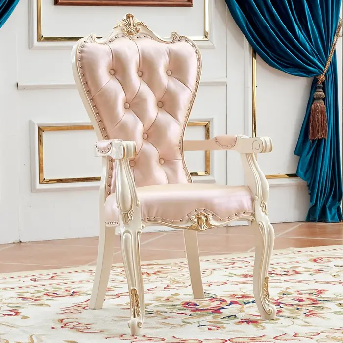 Chaise de salle à manger européenne en bois massif
