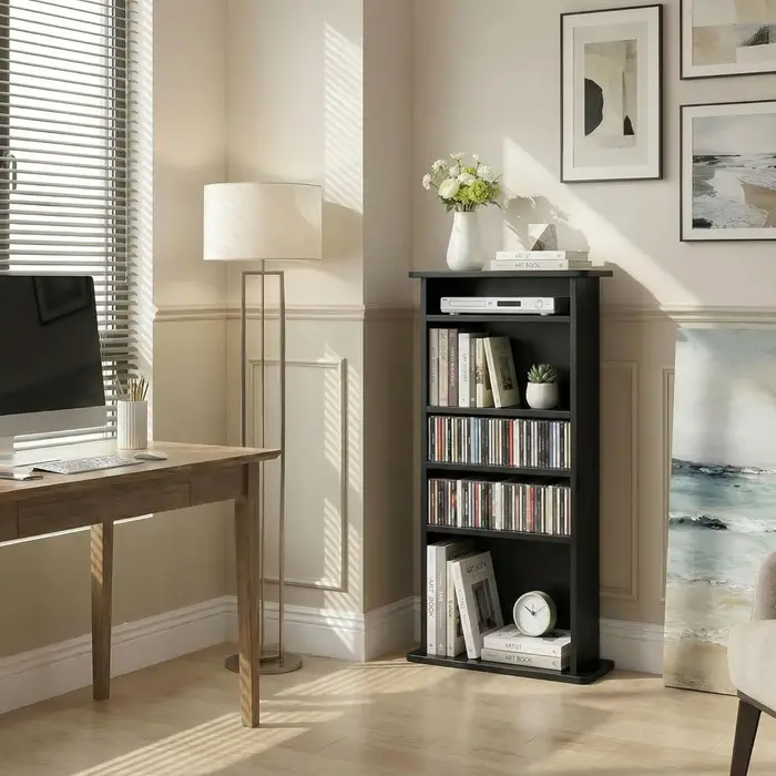 Meuble de rangement multimédia, support pour DVD, étagère à livres, organisateur, tour audio multimé