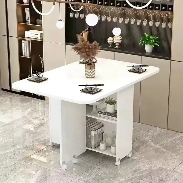 Design Simple Table à manger cuisine luxueux pieds blancs Table à manger multifonction moderne Muebl