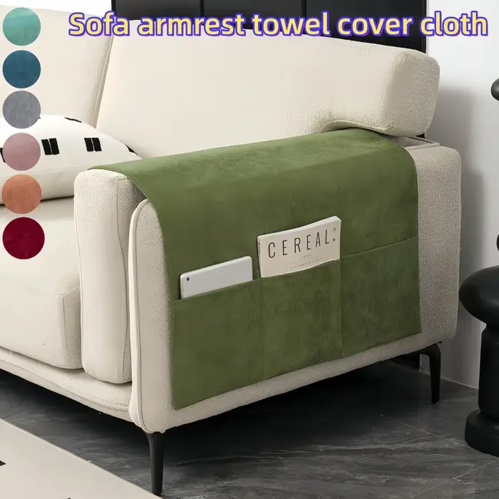 1 pièce Housse de protection latérale pour accoudoir de canapé en tissu chenille rouge